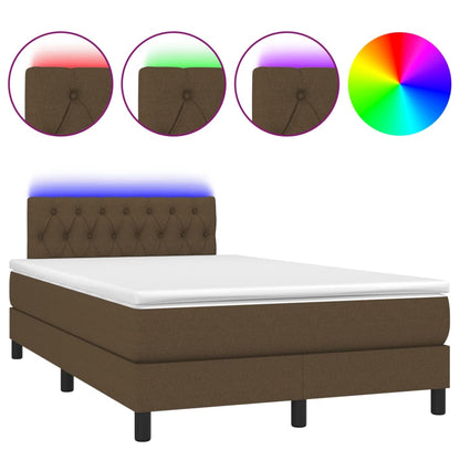 Letto a Molle Materasso e LED MarroneScuro 120x190cm in Tessuto | homemem39