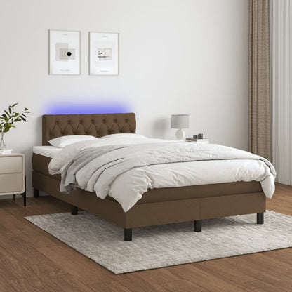 Letto a Molle Materasso e LED MarroneScuro 120x190cm in Tessuto | homemem39