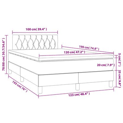 Letto a Molle Materasso e LED MarroneScuro 120x190cm in Tessuto | homemem39
