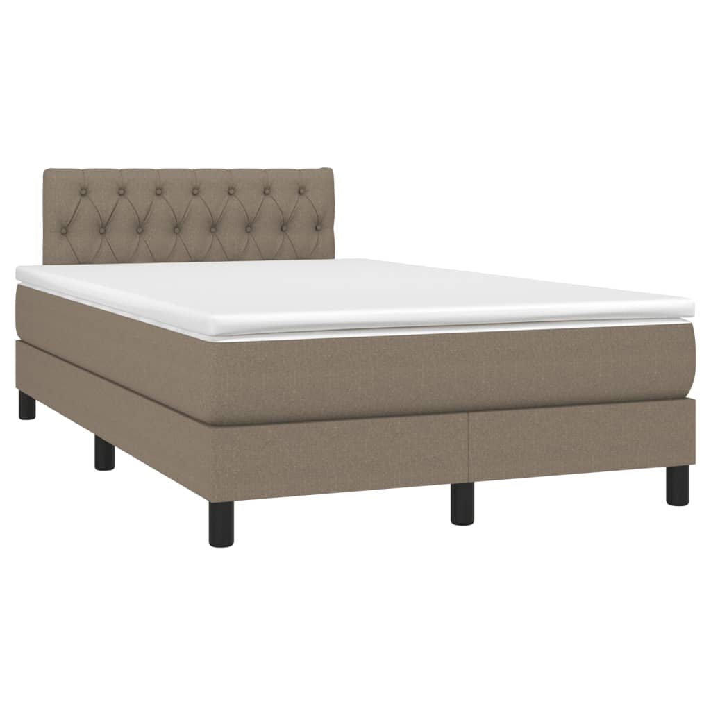 Letto a Molle con Materasso e LED Tortora 120x190 cm in Tessuto | homemem39