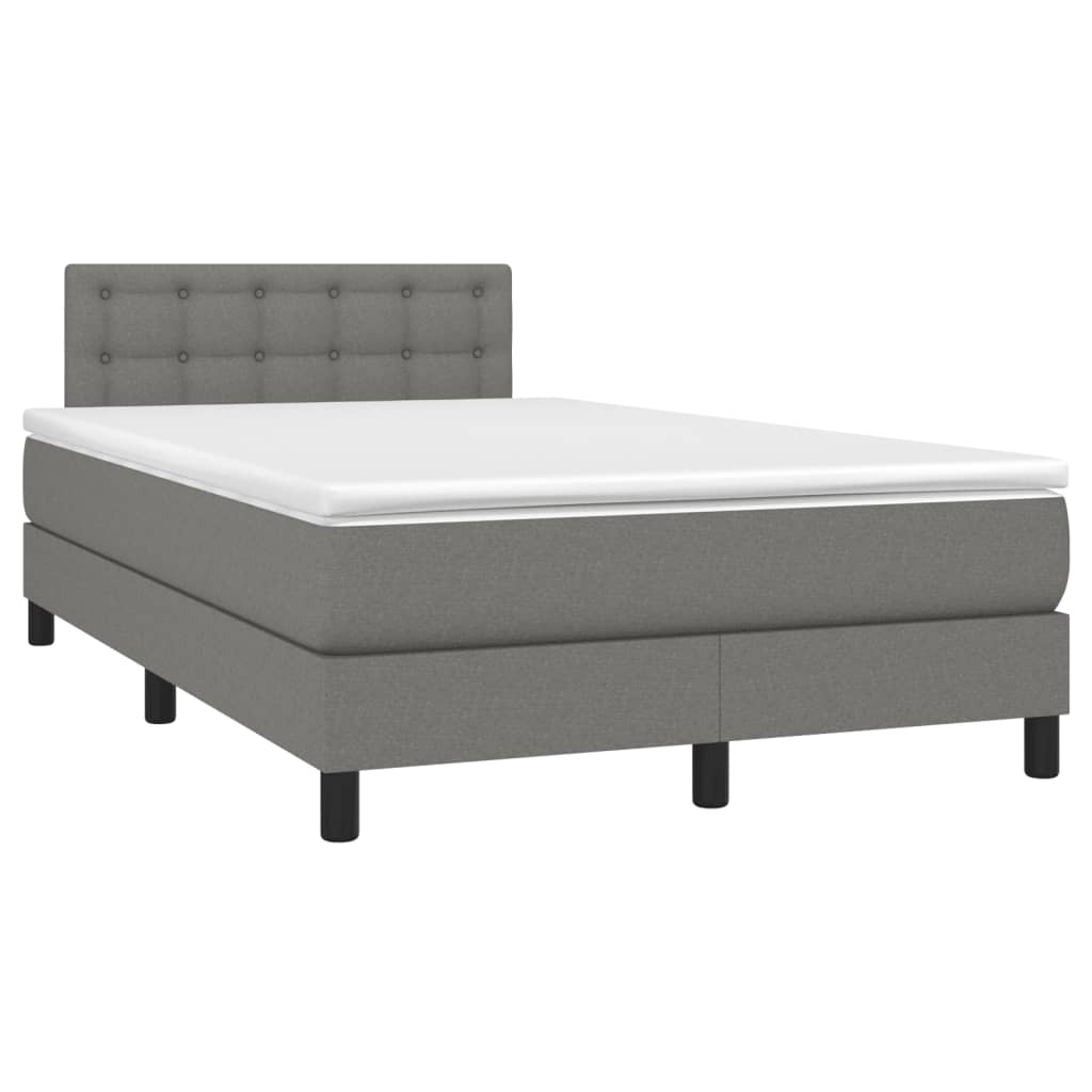 Letto a Molle Materasso e LED Grigio Scuro 120x190cm in Tessuto - homemem39