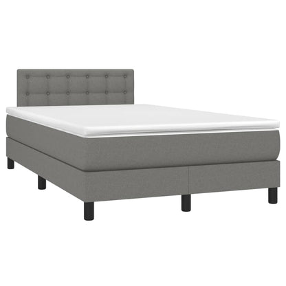 Letto a Molle Materasso e LED Grigio Scuro 120x190cm in Tessuto - homemem39