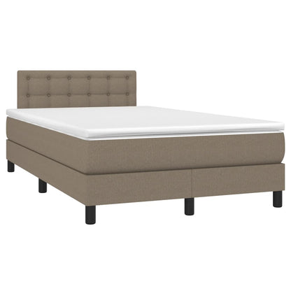 Letto a Molle con Materasso e LED Tortora 120x190 cm in Tessuto | homemem39