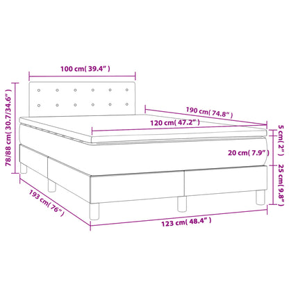 Letto a Molle con Materasso e LED Tortora 120x190 cm in Tessuto | homemem39