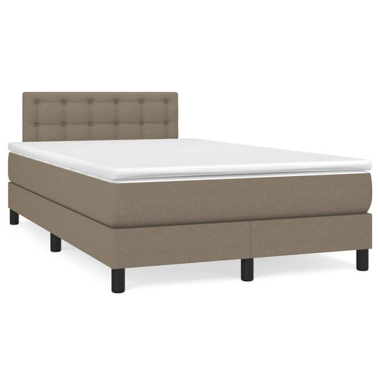 Letto a Molle con Materasso e LED Tortora 120x190 cm in Tessuto | homemem39