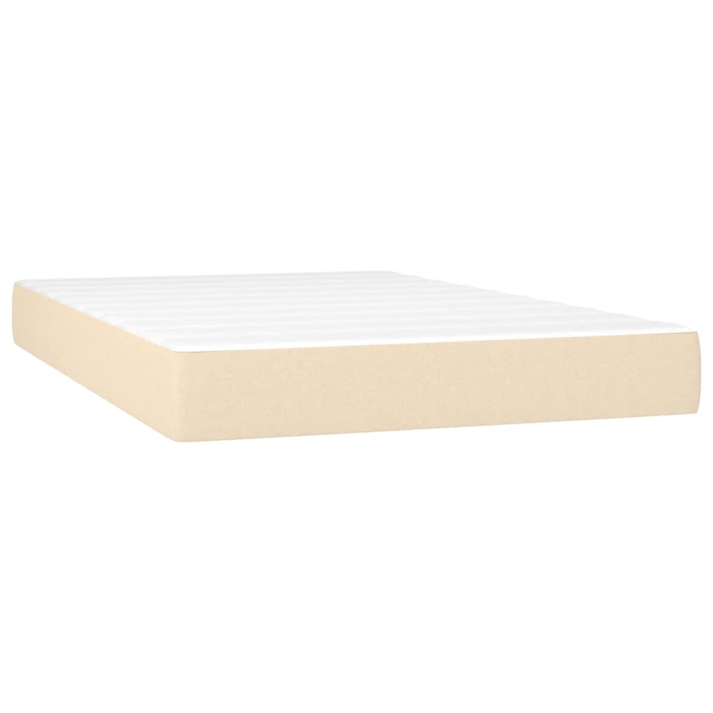 Letto a Molle con Materasso e LED Crema 120x190 cm in Tessuto