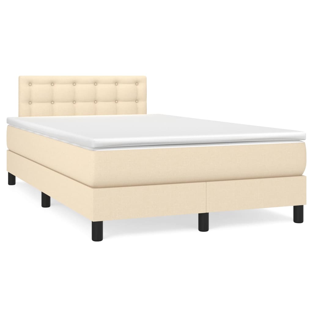 Letto a Molle con Materasso e LED Crema 120x190 cm in Tessuto - homemem39