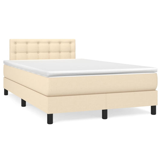 Letto a Molle con Materasso e LED Crema 120x190 cm in Tessuto - homemem39