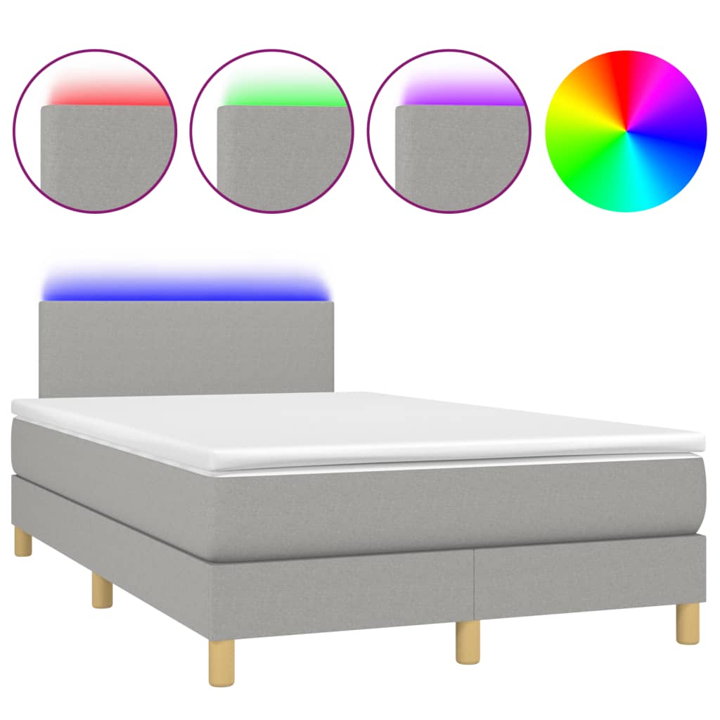 Letto a Molle Materasso e LED Grigio Chiaro 120x190 cm Tessuto | homemem39