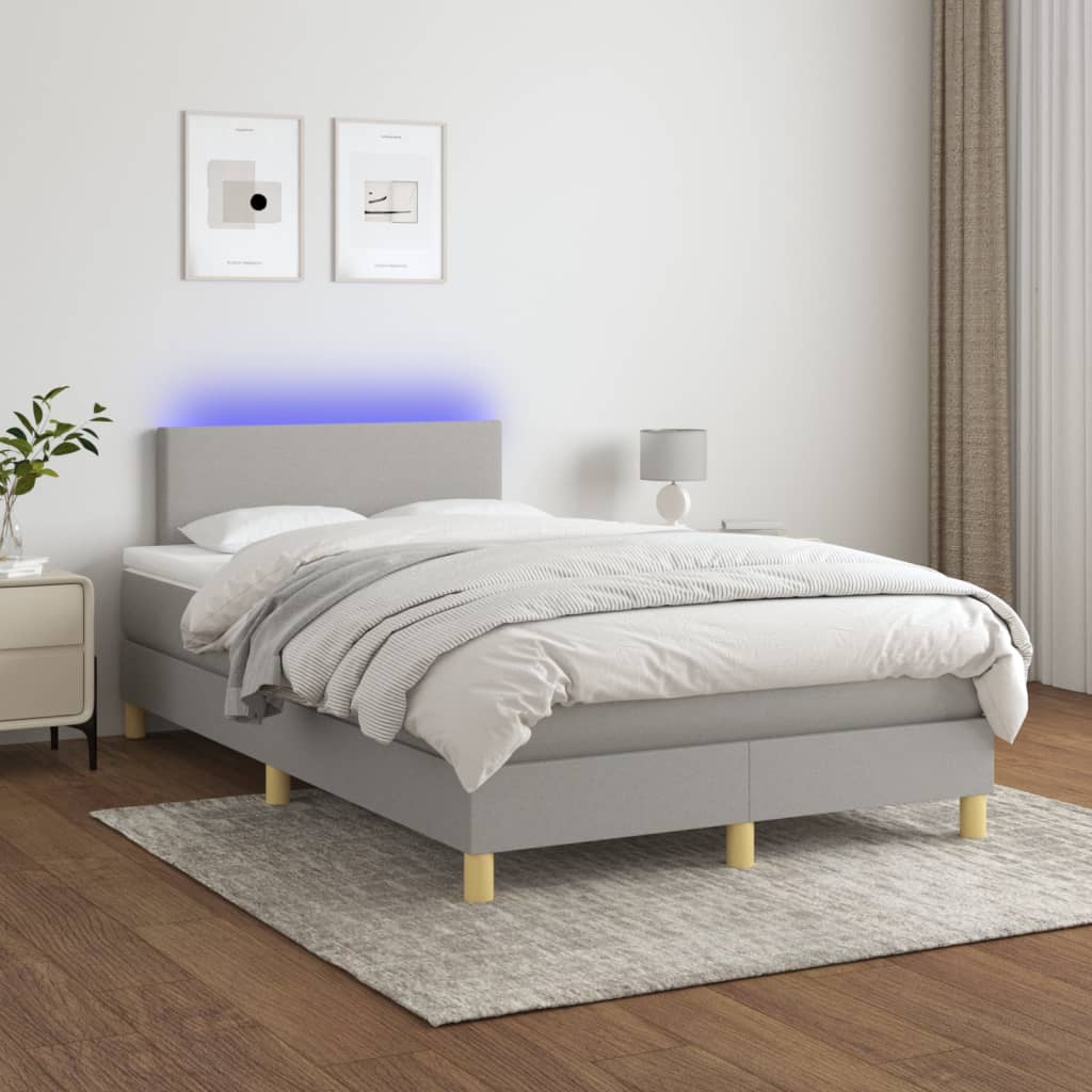 Letto a Molle Materasso e LED Grigio Chiaro 120x190 cm Tessuto | homemem39
