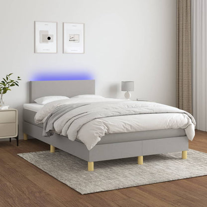 Letto a Molle Materasso e LED Grigio Chiaro 120x190 cm Tessuto | homemem39
