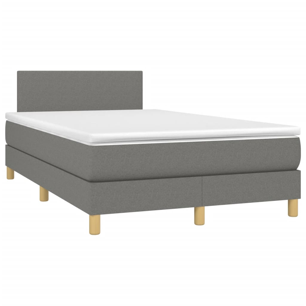Letto a Molle Materasso e LED Grigio Scuro 120x190cm in Tessuto - homemem39