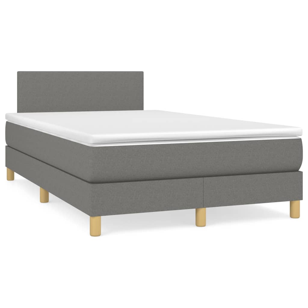 Letto a Molle Materasso e LED Grigio Scuro 120x190cm in Tessuto - homemem39