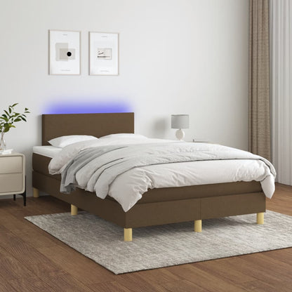 Letto a Molle Materasso e LED MarroneScuro 120x190cm in Tessuto - homemem39