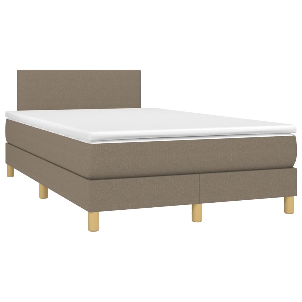 Letto a Molle con Materasso e LED Tortora 120x190 cm in Tessuto | homemem39