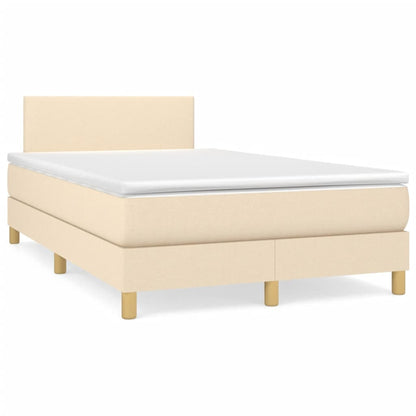 Letto a Molle con Materasso e LED Crema 120x190 cm in Tessuto - homemem39