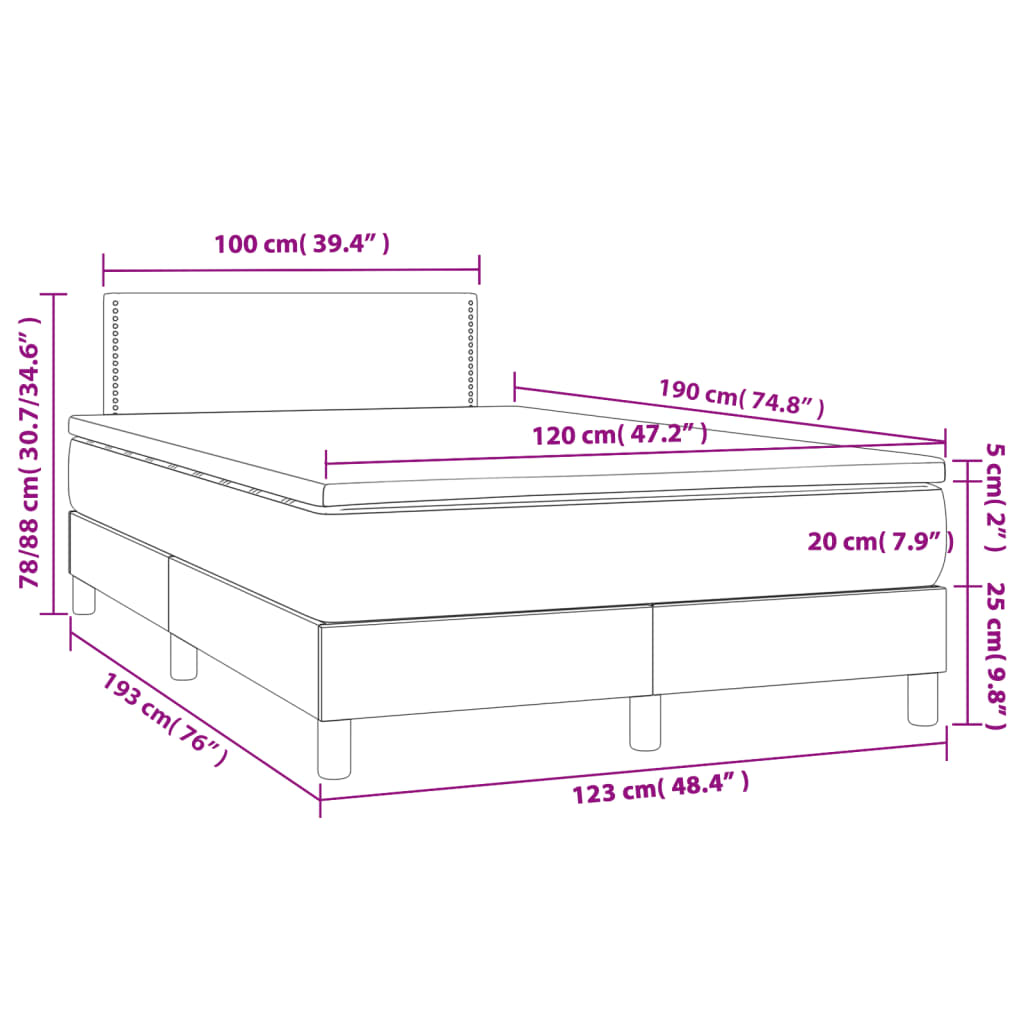 Letto a Molle Materasso e LED Grigio Chiaro 120x190 cm Tessuto | homemem39