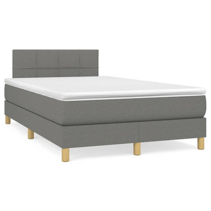Letto a Molle Materasso e LED Grigio Scuro 120x190cm in Tessuto - homemem39