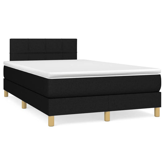 Letto a Molle con Materasso e LED Nero 120x190 cm in Tessuto - homemem39