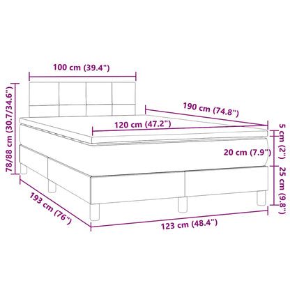 Letto a Molle Materasso e LED MarroneScuro 120x190cm in Tessuto | homemem39