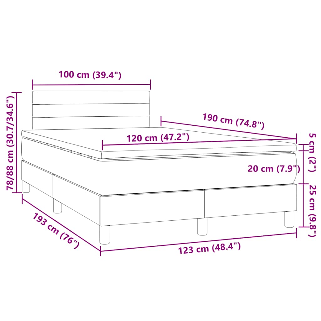 Letto a Molle Materasso e LED Grigio Chiaro 120x190 cm Tessuto | homemem39