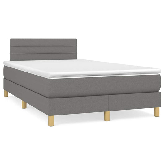 Letto a Molle Materasso e LED Grigio Scuro 120x190cm in Tessuto - homemem39