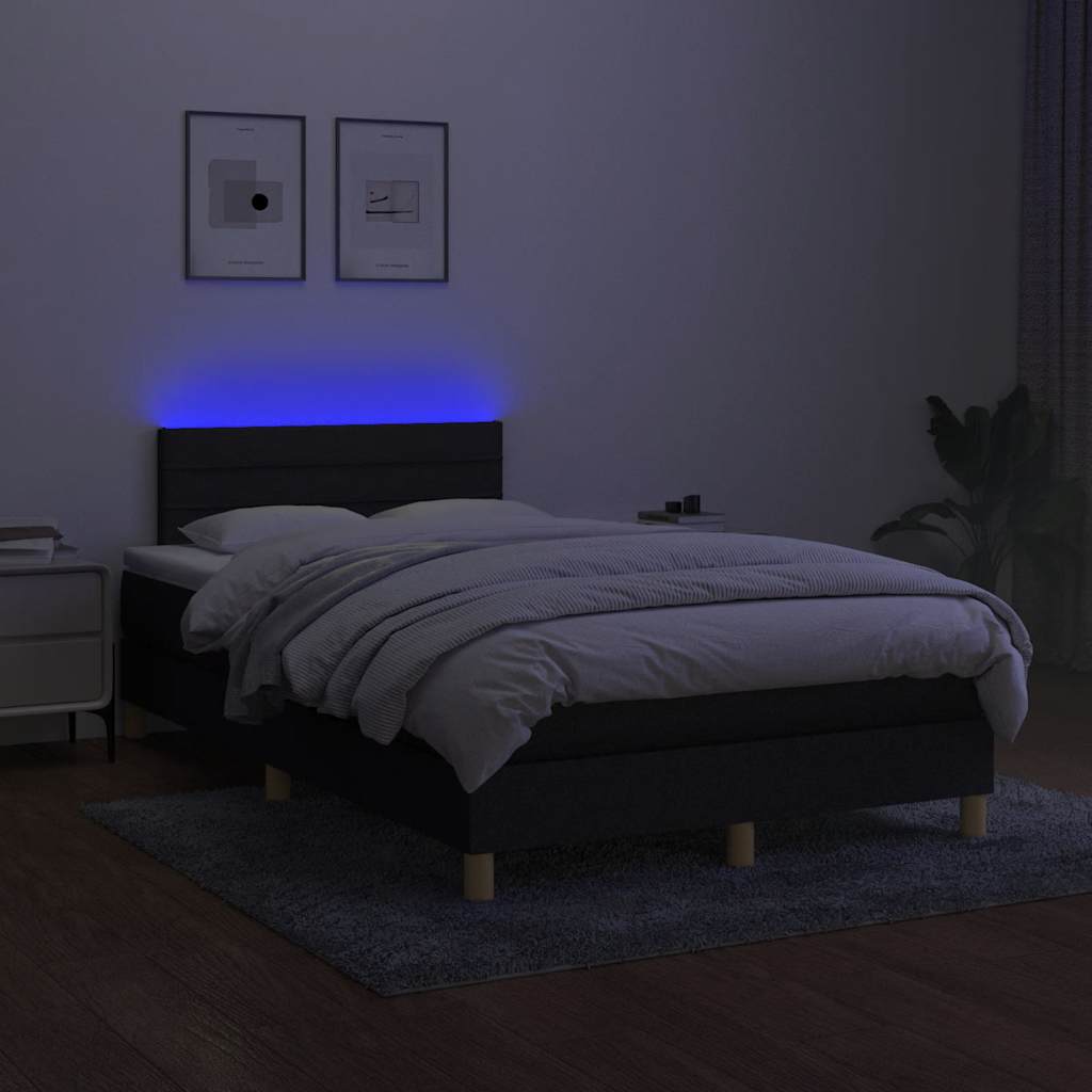 Letto a Molle con Materasso e LED Nero 120x190 cm in Tessuto | homemem39