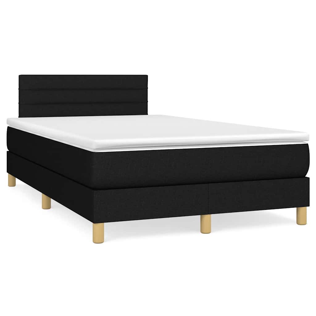 Letto a Molle con Materasso e LED Nero 120x190 cm in Tessuto | homemem39