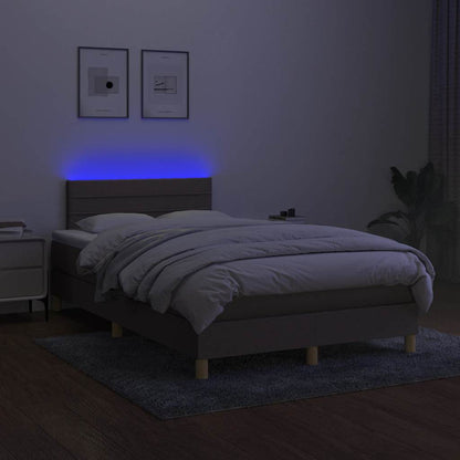 Letto a Molle con Materasso e LED Tortora 120x190 cm in Tessuto | homemem39