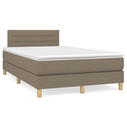 Letto a Molle con Materasso e LED Tortora 120x190 cm in Tessuto | homemem39