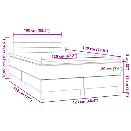 Letto a Molle con Materasso e LED Blu 120x190 cm in Tessuto | homemem39