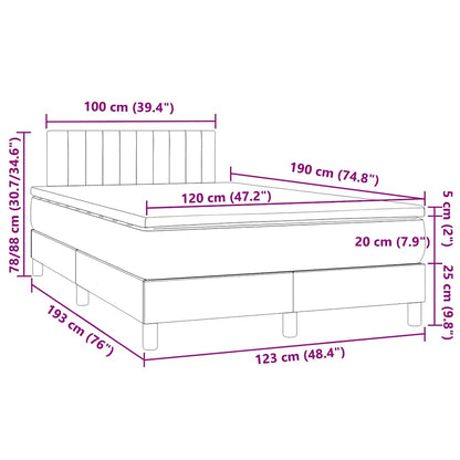 Letto a Molle Materasso e LED Grigio Chiaro 120x190 cm Tessuto | homemem39