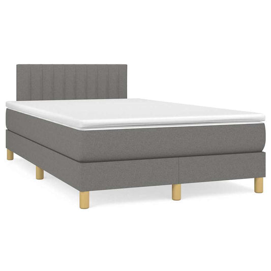Letto a Molle Materasso e LED Grigio Scuro 120x190cm in Tessuto - homemem39