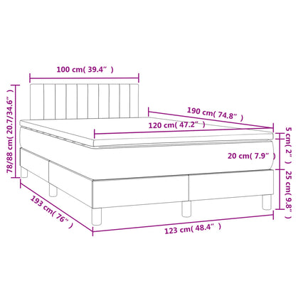 Letto a Molle Materasso e LED MarroneScuro 120x190cm in Tessuto | homemem39