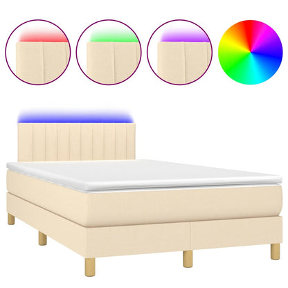 Letto a Molle con Materasso e LED Crema 120x190 cm in Tessuto | homemem39