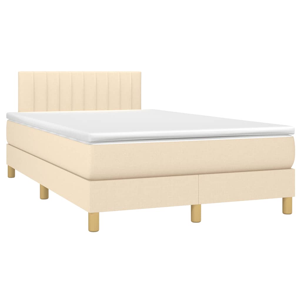 Letto a Molle con Materasso e LED Crema 120x190 cm in Tessuto | homemem39