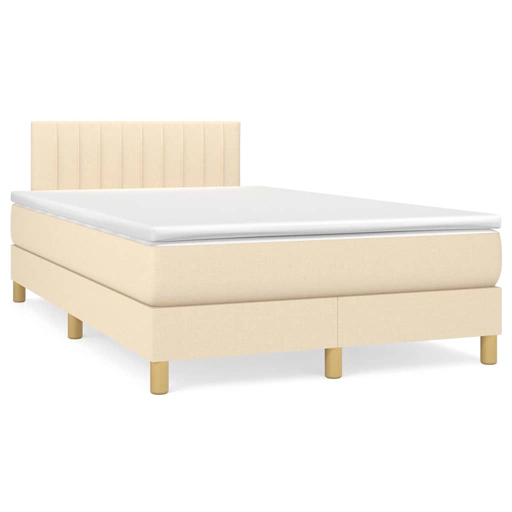 Letto a Molle con Materasso e LED Crema 120x190 cm in Tessuto | homemem39