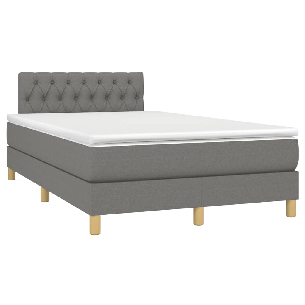 Letto a Molle Materasso e LED Grigio Scuro 120x190cm in Tessuto - homemem39