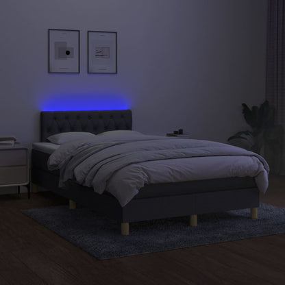 Letto a Molle Materasso e LED Grigio Scuro 120x190cm in Tessuto - homemem39