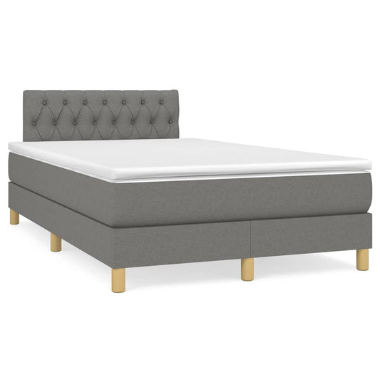 Letto a Molle Materasso e LED Grigio Scuro 120x190cm in Tessuto - homemem39