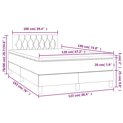 Letto a Molle con Materasso e LED Nero 120x190 cm in Tessuto