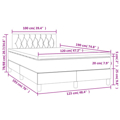 Letto a Molle con Materasso e LED Blu 120x190 cm in Tessuto | homemem39