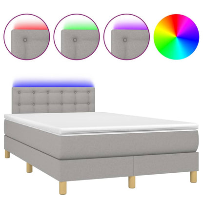 Letto a Molle Materasso e LED Grigio Chiaro 120x190 cm Tessuto | homemem39