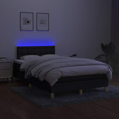 Letto a Molle con Materasso e LED Nero 120x190 cm in Tessuto - homemem39