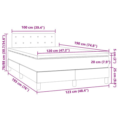 Letto a Molle Materasso e LED MarroneScuro 120x190cm in Tessuto | homemem39