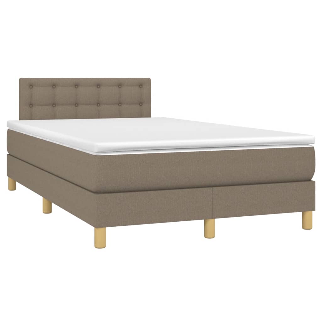 Letto a Molle con Materasso e LED Tortora 120x190 cm in Tessuto | homemem39