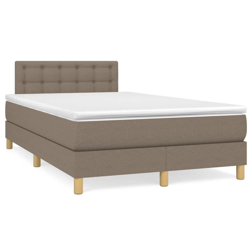 Letto a Molle con Materasso e LED Tortora 120x190 cm in Tessuto | homemem39