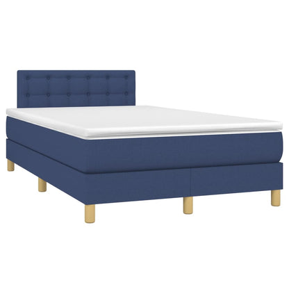 Letto a Molle con Materasso e LED Blu 120x190 cm in Tessuto | homemem39