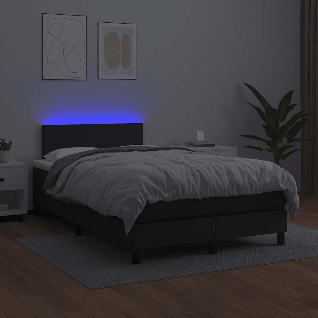 Letto a Molle con Materasso e LED Nero 120x190 cm in Similpelle