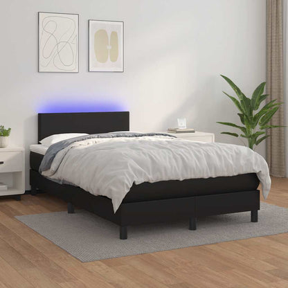 Letto a Molle con Materasso e LED Nero 120x190 cm in Similpelle | homemem39